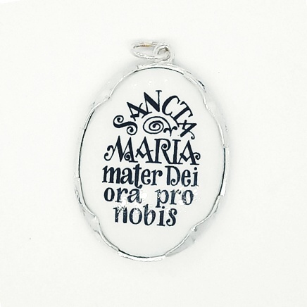 Stříbrný přívěsek porcelánový medailon Madonka - P158 M2