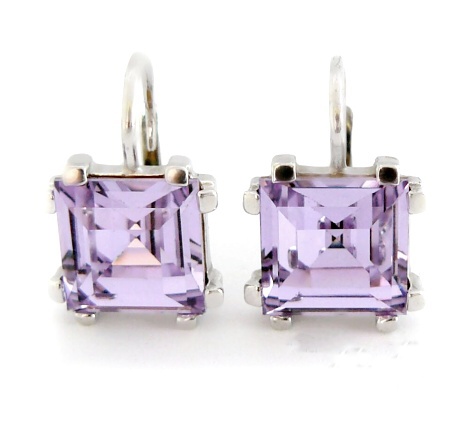 Stříbrné náušnice Swarovski krystal violet - NK1196