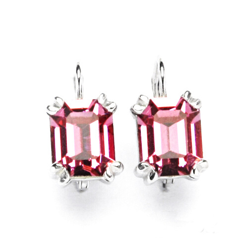Stříbrné náušnice Swarovski krystal rose - NK1201