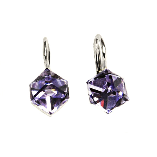 Stříbrné náušnice Swarovski heliotrop - NK1230