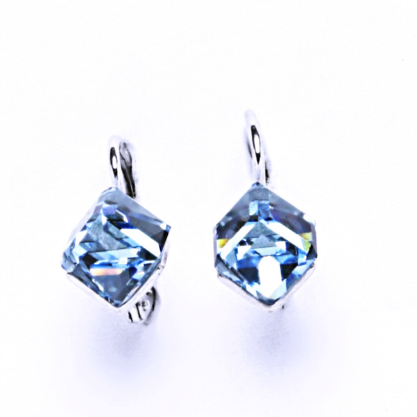 Stříbrné náušnice Swarovski akvamarine - NK1230