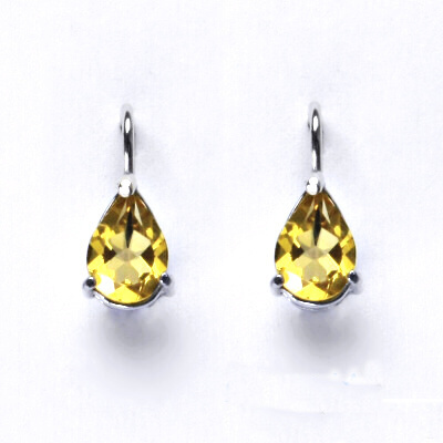 Stříbrné náušnice přírodní citrín slza 8 x 6 mm - NK1361