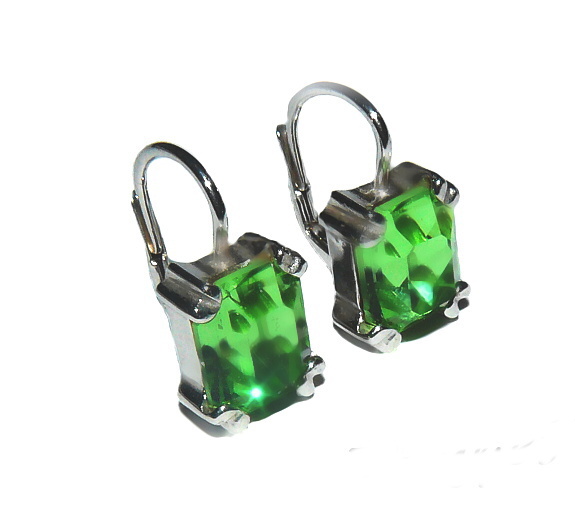 Stříbrné náušnice Swarovski krystal chryzolit - NK1201