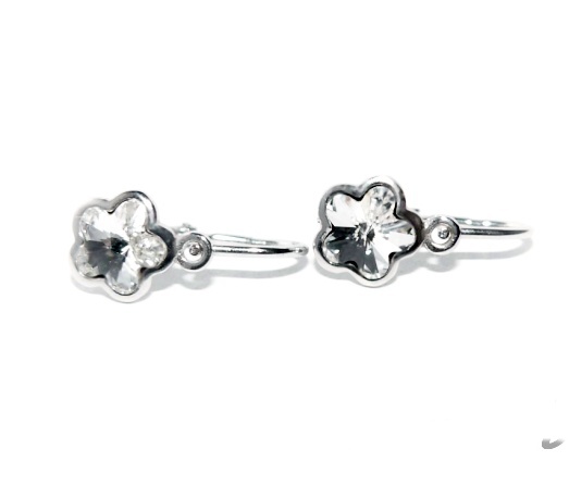 Stříbrné dětské náušnice kytička Swarovski čirá - NK1297