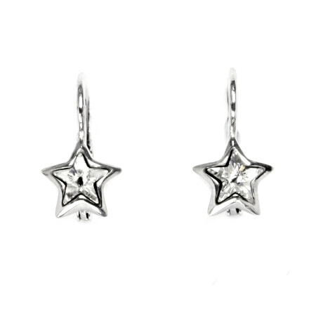Stříbrné náušnice hvězdička Swarovski čirý krystal - NK1366