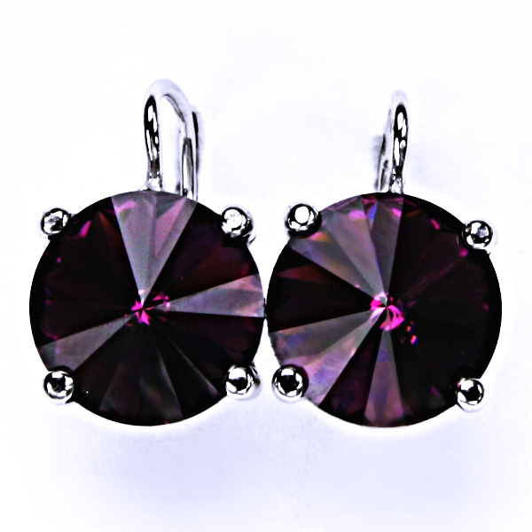 Stříbrné náušnice Swarovski krystal Amethyst - NK1188