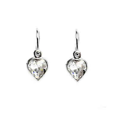 Stříbrné náušnice dětské srdíčka Swarovski čiré - NK1315