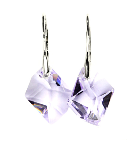 Stříbrné náušnice Swarovski krystal Light ametyst - NK1295