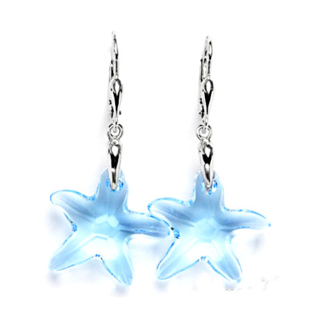 Stříbrné náušnice Swarovski krystal hvězda akvamarine - NK1313/27