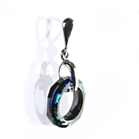 Stříbrný přívěsek Swarovski krystal cosmic ring bermuda blue - P1313