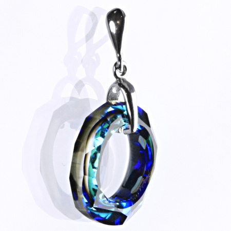 Stříbrný přívěsek Swarovski krystal cosmic ring bermuda blue - P1313