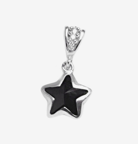 Stříbrný přívěsek hvězda Swarovski Jet a zirkony - P1201