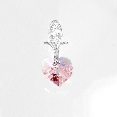 Stříbrný přívěsek srdce Swarovski rose a zirkony - P1404