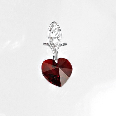 Stříbrný přívěsek srdce Swarovski siam a zirkony - P1404