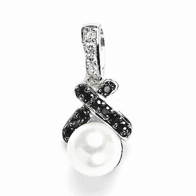 Stříbrný přívěsek zirkony a Swarovski perla - 1764