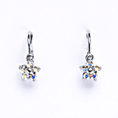 Zlaté dětské náušnice kytičky Swarovski AB - NK1391 bílé zlato