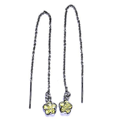 Srříbrné řetízkové protahovací náušnice Swarovski kytička Jonqul - NŘ1297