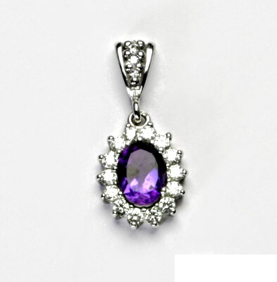 Stříbrný přívěsek Kate přírodní ametyst tmavý - P1507