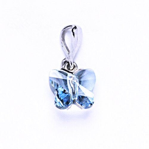 Stříbrný přívěsek motýl Swarovski akvamarine - P1307