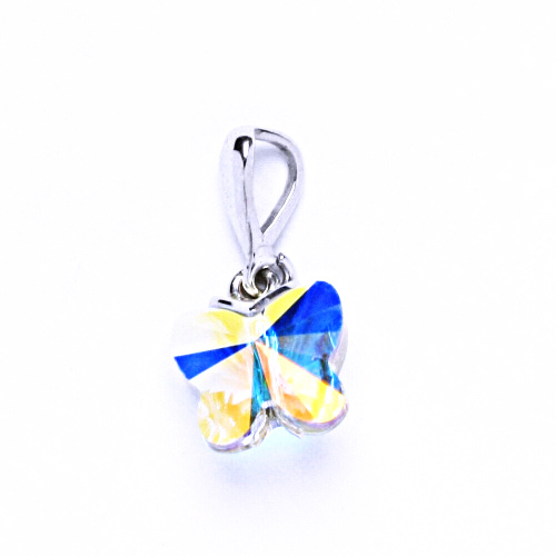 Stříbrný přívěsek motýl Swarovski AB crystal - P1307