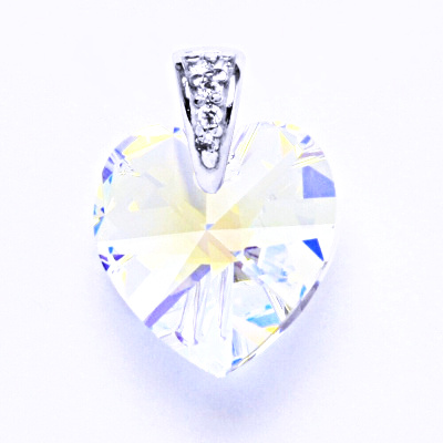 Stříbrný přívěsek srdce Swarovski AB crystal - P1306