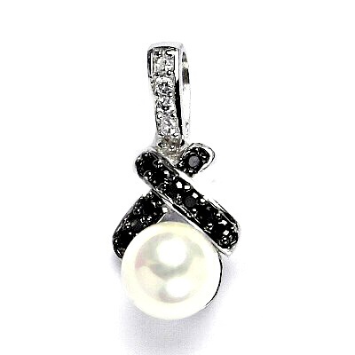 Stříbrný přívěsek perla Swarovski , zirkony - 6605