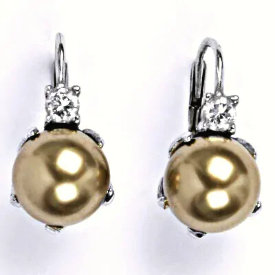Stříbrné náušnice perla Swarovski bronze - NK1190