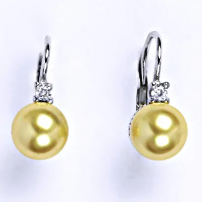 Stříbrné náušnice perla Swarovski gold - NK1207