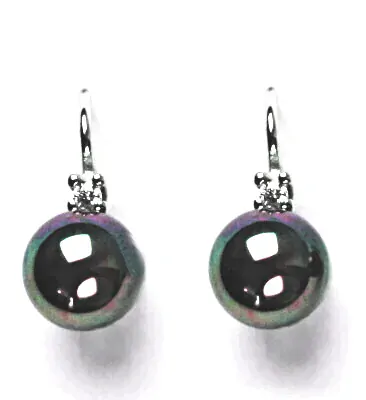 Stříbrné náušnice perla Swarovski perleťový lesk černá - NK1207