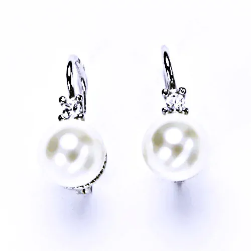 Stříbrné náušnice perla Swarovski perleťový lesk bílá - NK1207