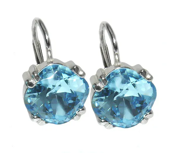Stříbrné náušnice Swarovski akvamarine - NK1225