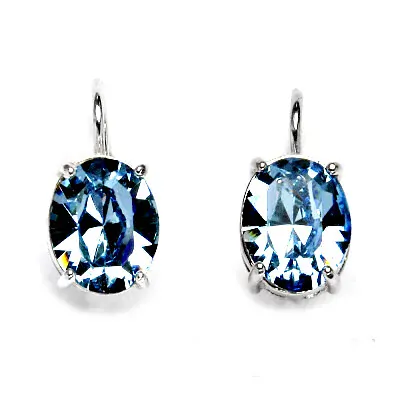 Stříbrné náušnice Swarovski akvamarine - NK1242