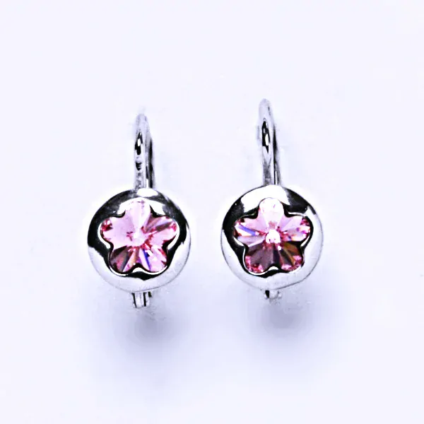 Stříbrné náušnice kytička Swarovski rose - NK1300