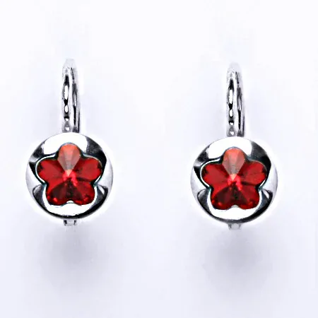Stříbrné náušnice kytička Swarovski siam - NK1300
