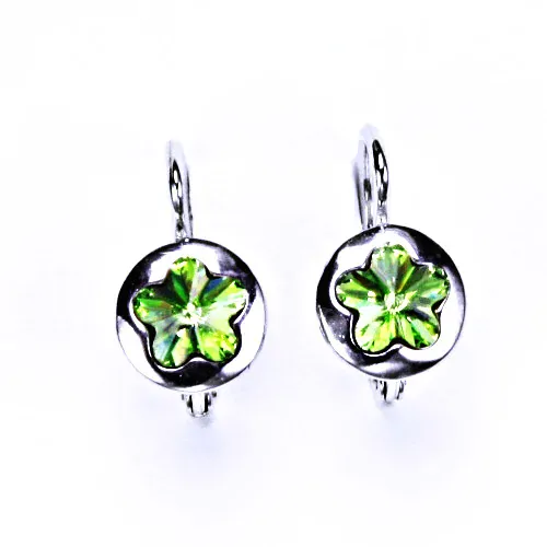Stříbrné náušnice kytička Swarovski chryzolit - NK1300