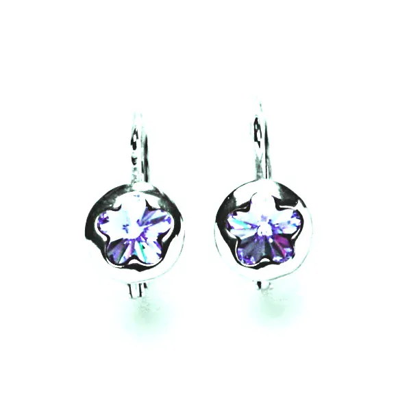 Stříbrné náušnice kytička Swarovski violet - NK1300