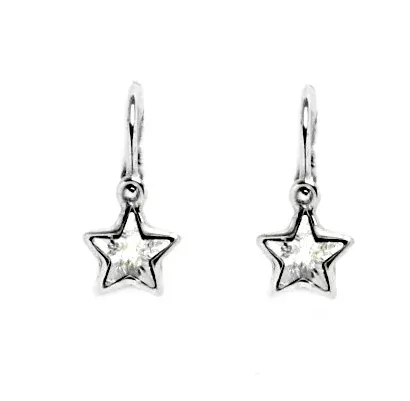 Stříbrné dětské náušnice hvězda Swarovski čiré - NK1326