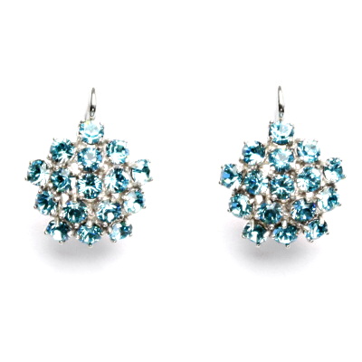 Stříbrné náušnice květ Swarovski Light turguise - NK1342