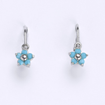 Stříbrné náušnice dětské kytička Swarovski tyrguise - NK1391