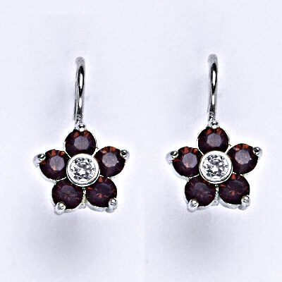 Stříbrné náušnice kytička Swarovski cyklamen opal - NK1444