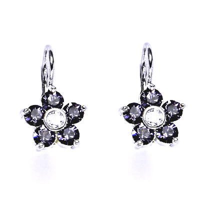 Stříbrné náušnice kytička Swarovski tanzanit - NK1444