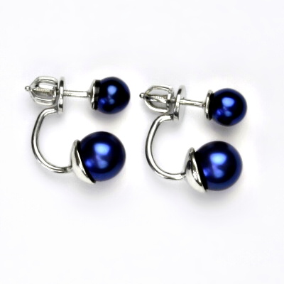 Stříbrné náušnice 2v1 Swarovski perla Blue - NŠ1183/1512m