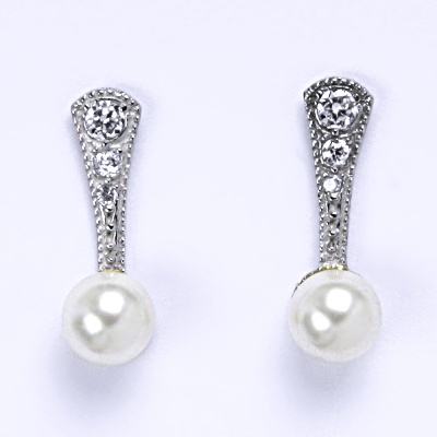 Stříbrné náušnice perla Swarovski white - NŠ1241