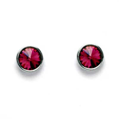 Stříbrné náušnice Swarovski Fuchsie - NŠ1336