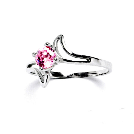 Stříbrný prsten pink zirkon - T1165