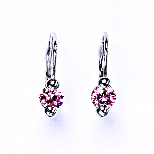 Stříbrné náušnice pink zirkon - VE4