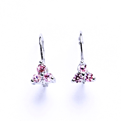 Stříbrné náušnice pink zirkony - VE135
