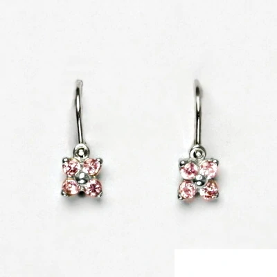 Stříbrné dětské náušnice pink zirkony - VE246