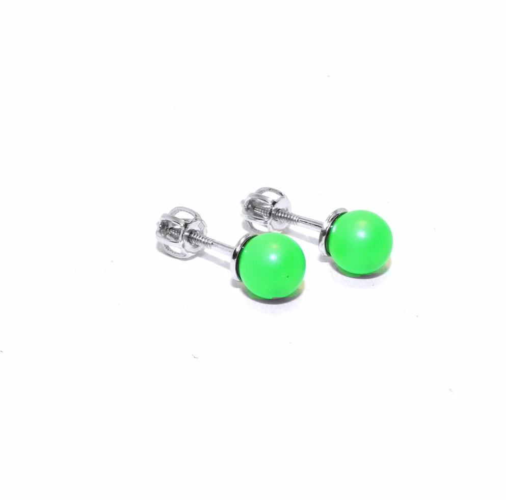 Stříbrné náušnice Swarovski perla neon zelená - NŠ1183