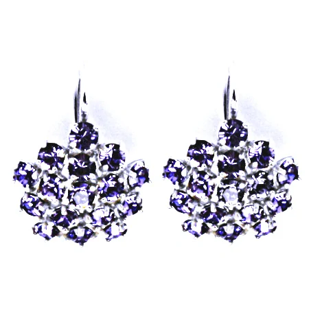 Stříbrné náušnice květ Swarovski Tanzanite - NK1342